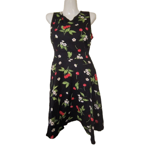 Oten Dresses & Skirts - Oten Black Cherry Floral Sleeveless Fit & Flare Dress Size 2XL W005
